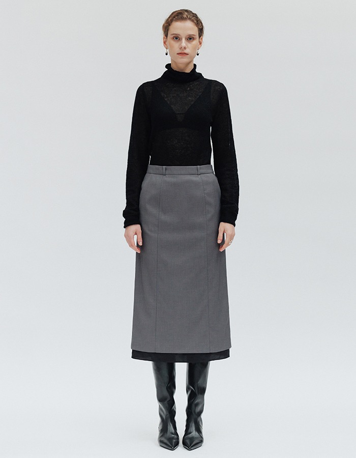 LENUEE) Layered H-line skirt - Slate grey (쇼룸 판매 전용)
