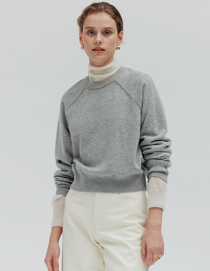 LENUEE)  Cashmere raglan knit - Grey (쇼룸 판매 전용)