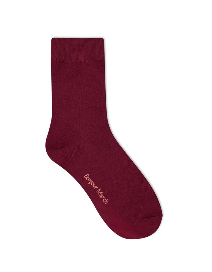 Bonjour March) November solid socks (Wine)