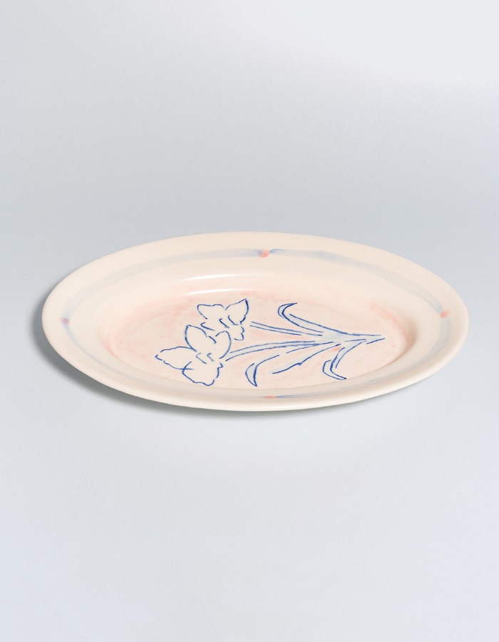 Saie Pottery) ‘amaryllis’ oval plate (blue) 2차 재입고
