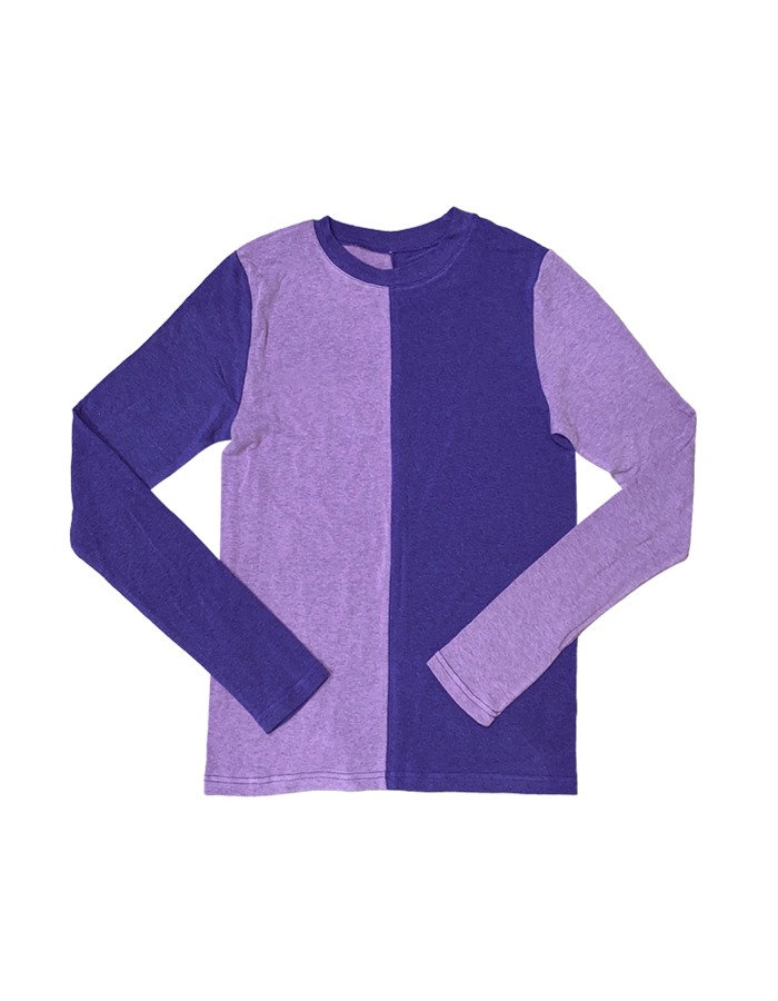 AOY) HALF COLOR SLIM T-SHIRTS IN PURPLE 3차 재입고