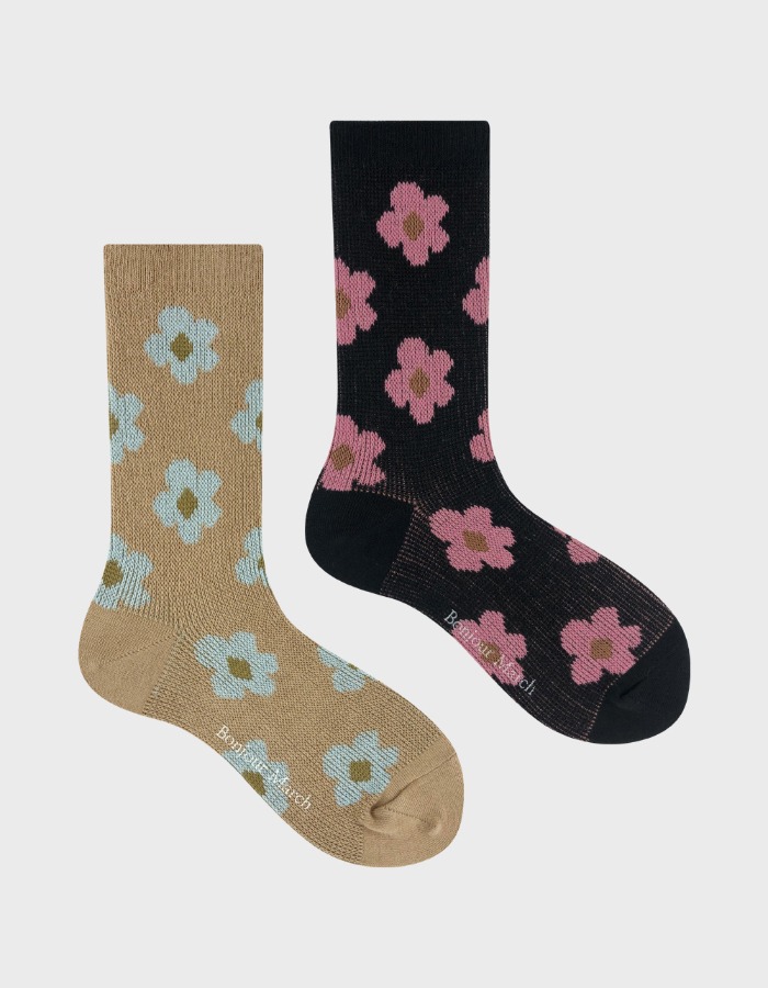 Bonjour March) New black pink socks (2Color) 2차 재입고