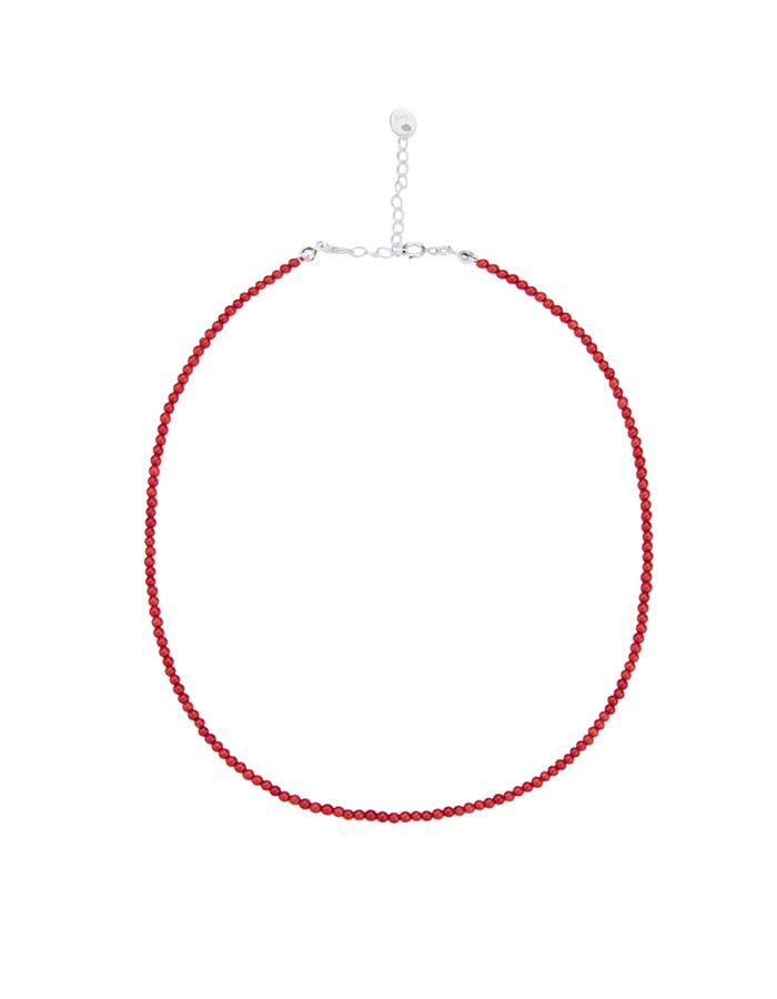Lsey) Tiny ball necklace (red)