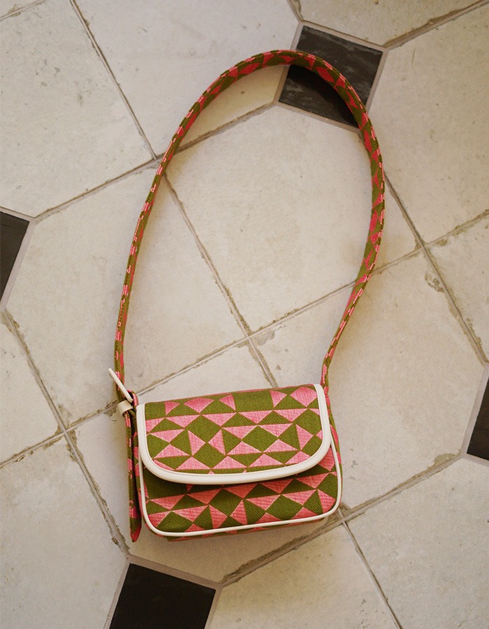 BOLSAC ) Merlot classic bag _ khaki &amp; pink