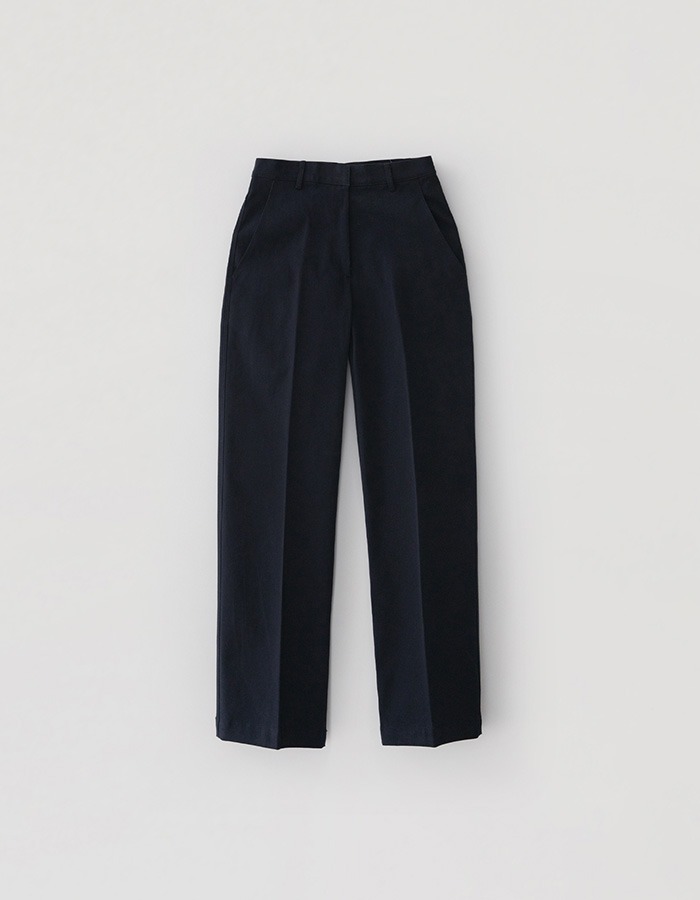 tolo) Straight Cotton Pants (Navy)