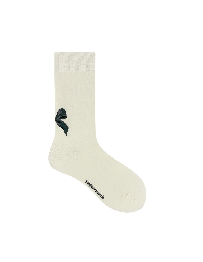Bonjour March) Ribbon socks (ivory)