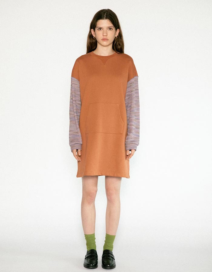 YM Store) Peach Brown Sweat Dress