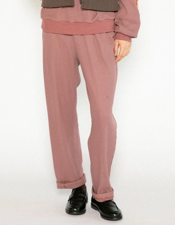 YM Store) Pink Crochet Waffle Pants