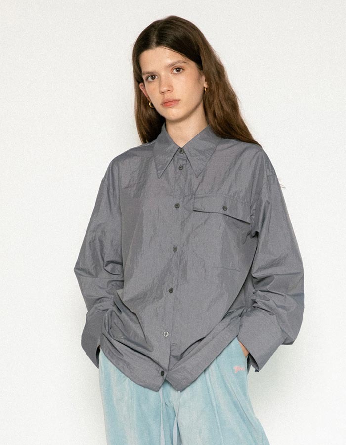 YM Store) Blue Gray Shirt
