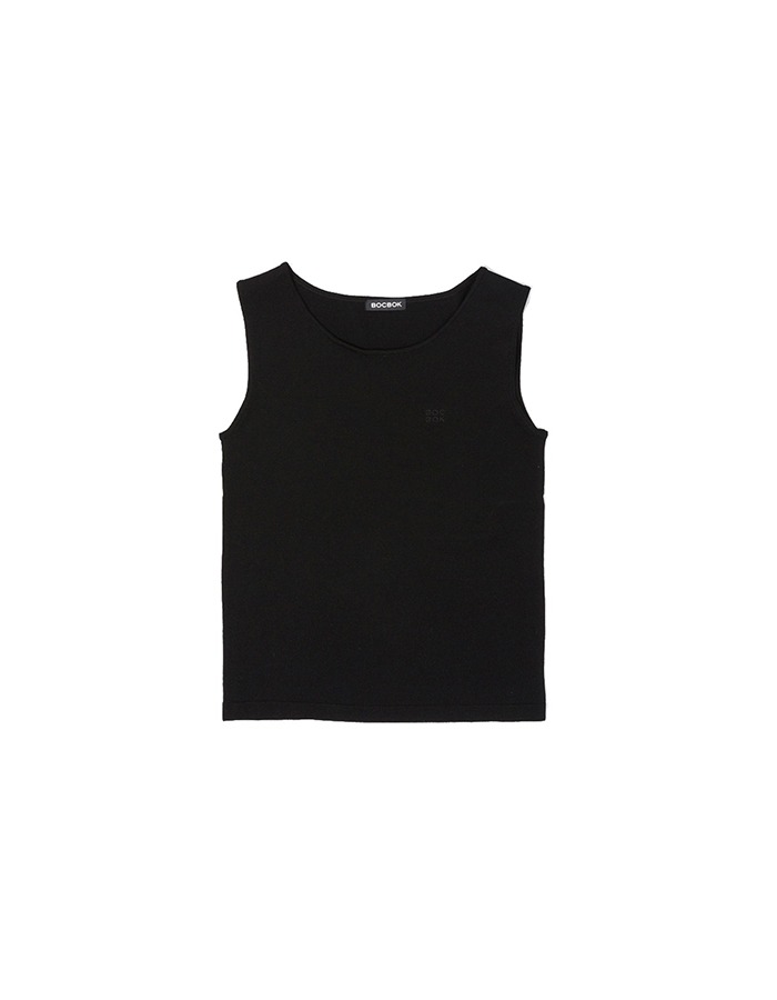 BOCBOK) sleeveless logo knit top (black)