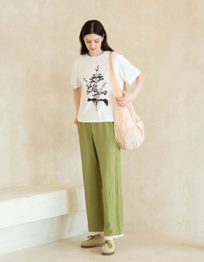 YM Store) Olive Straight Trousers