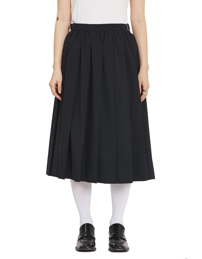 BOCBOK) mommy pleats skirt (black)