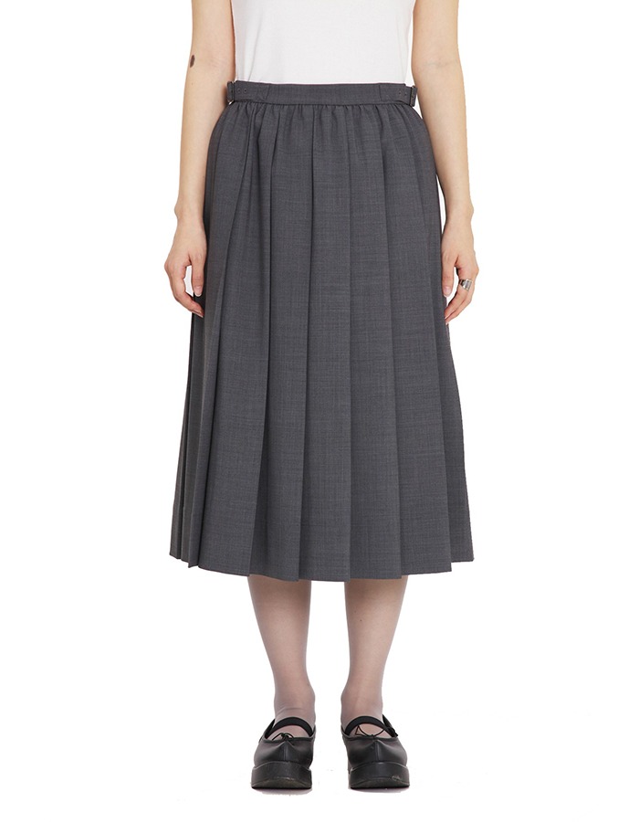 BOCBOK) mommy pleats skirt (grey)
