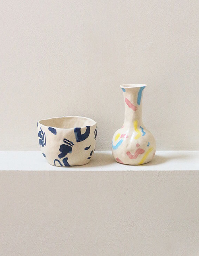 blue hour) painting bowl &amp; vase
