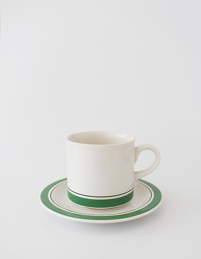 vintage) hornsea green stripe cup&amp;saucer