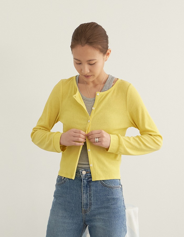 air of june) SOFT BUTTON CARDIGAN_YELLOW 4차 재입고