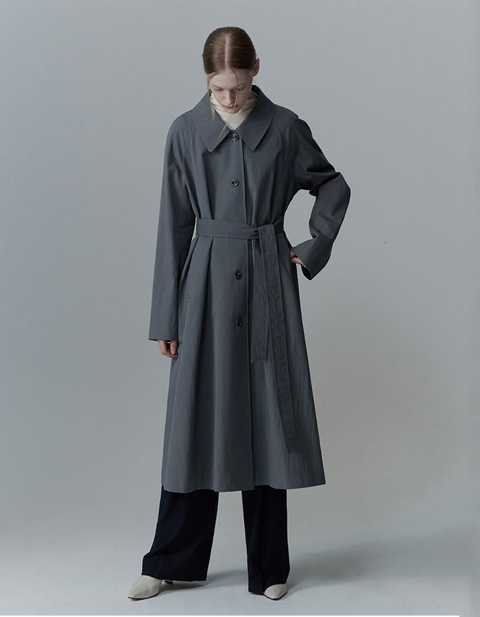 re rhee) WIDE COLLAR BELTED TRENCH COAT_GREY