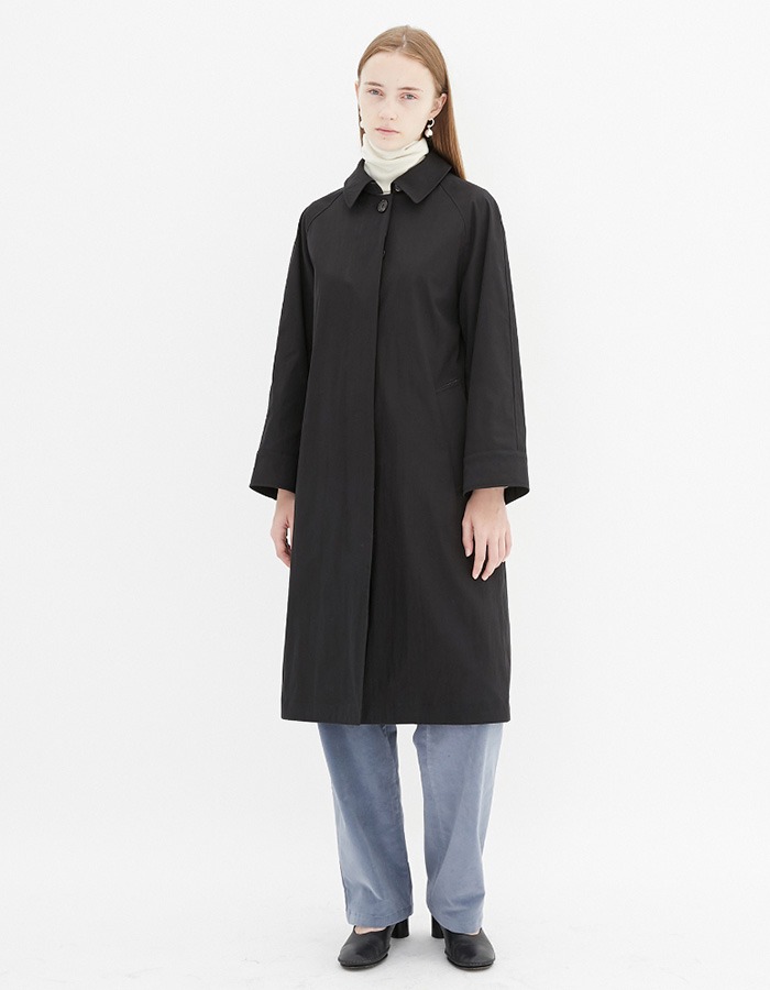 cosmoss) Belted point trench coat (Black)