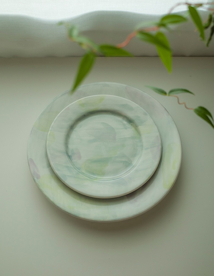 Saie Pottery) green scent plate (2 Size) 7차 재입고