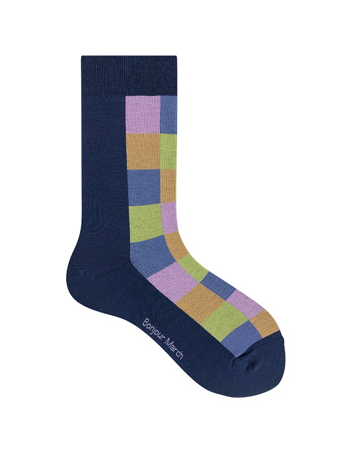 Bonjour March) Square socks _ navy