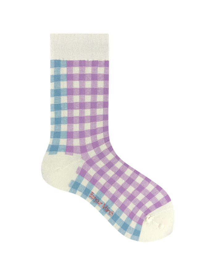 Bonjour March) 3 color check socks Ver.2
