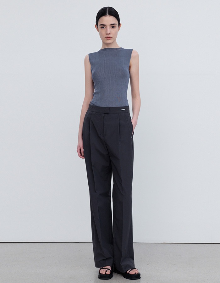 RE RHEE) TAILORED PIN TUCK STRAIGHT PANTS WB