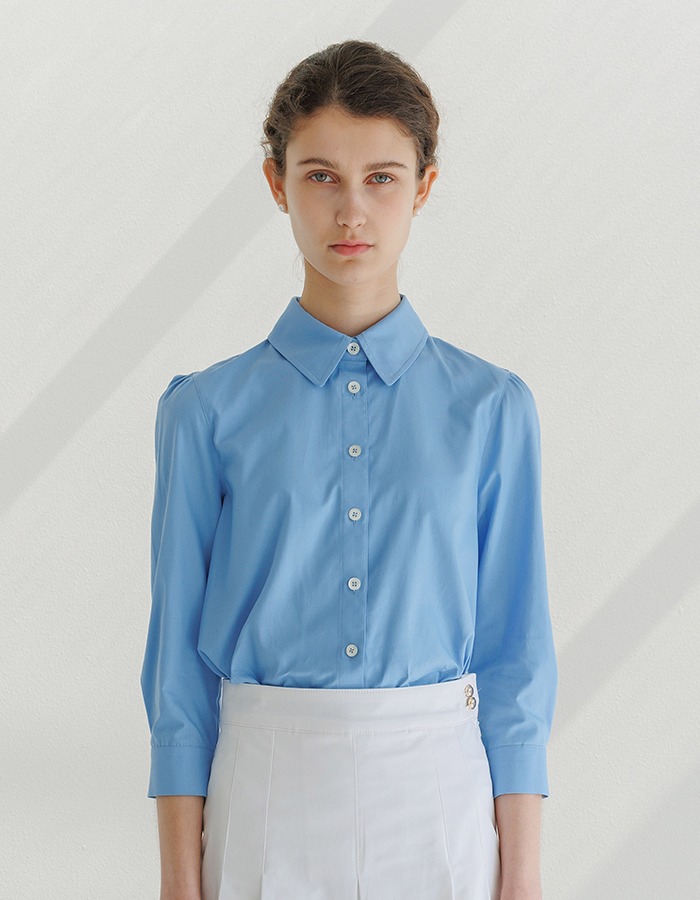 LENUEE) Daria three-quarter sleeves shirt _ Maya blue (쇼룸 판매 전용)