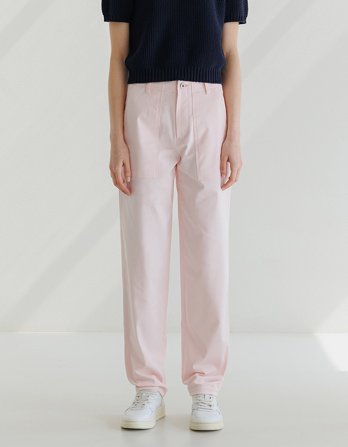 LENUEE) Cotton baker pants _ Powder pink (쇼룸 판매 전용)