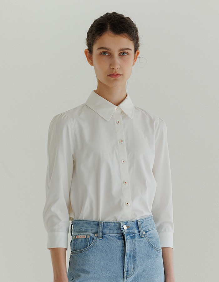 LENUEE) Daria three-quarter sleeves shirt _ White (쇼룸 판매 전용)