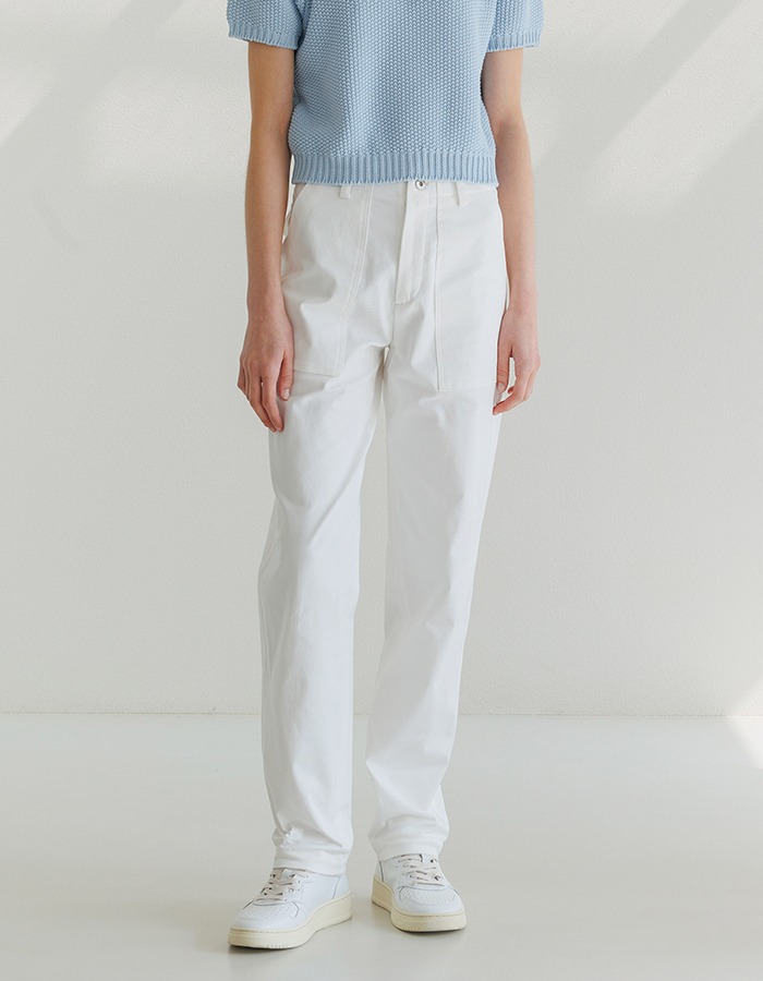 LENUEE) Cotton baker pants _ Pure white (쇼룸 판매 전용)