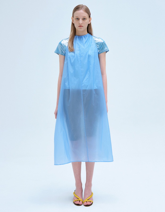 COSMOSS) Nylon Sleeveless Dress (Blue)