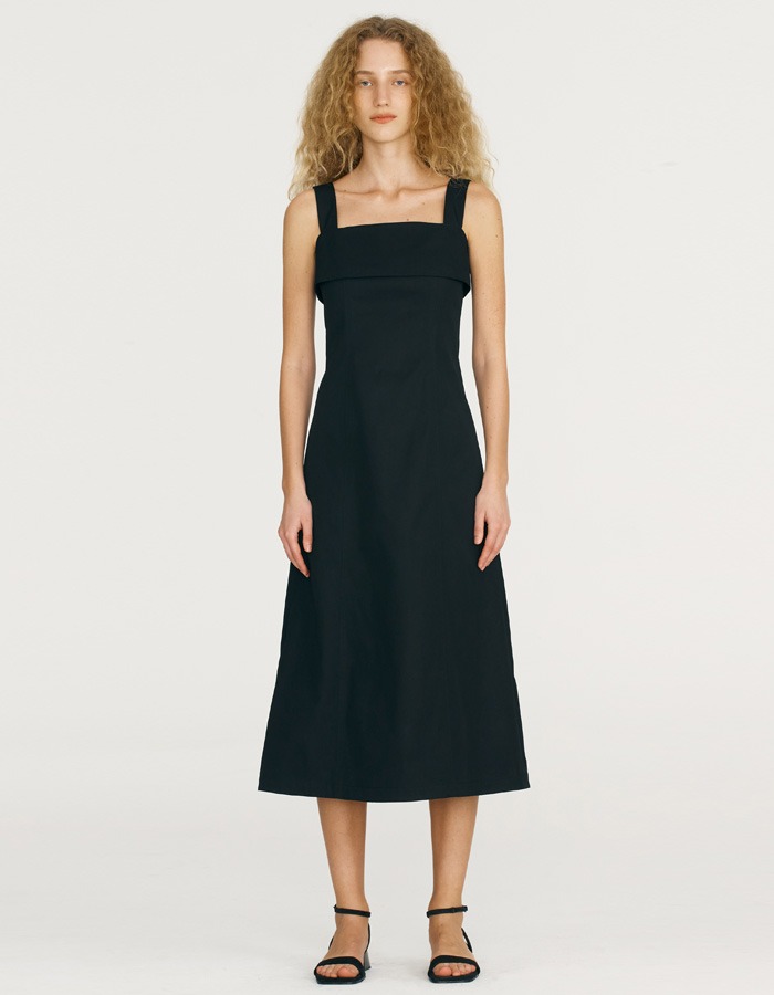 LENUEE) Anna square neck dress _ Black (쇼룸 판매 전용)