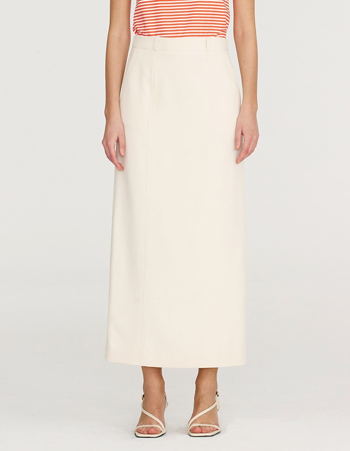 LENUEE) Helen slim long skirt _ Cream (쇼룸 판매 전용)
