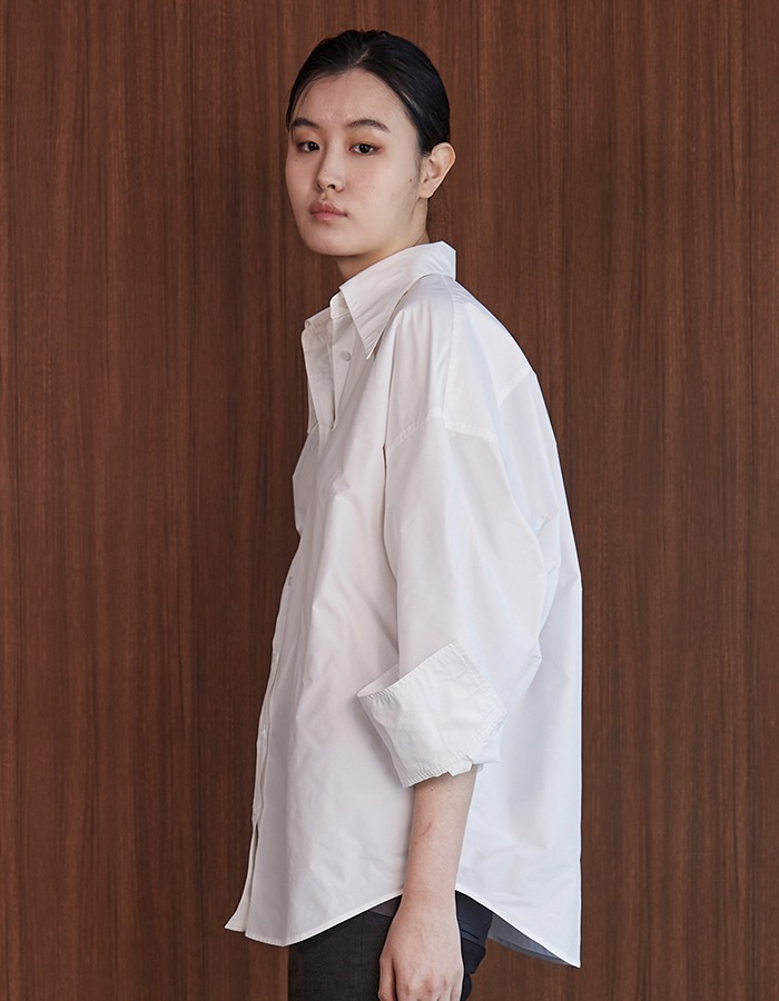 PEINTURE) Oversized Collar Shirt-White