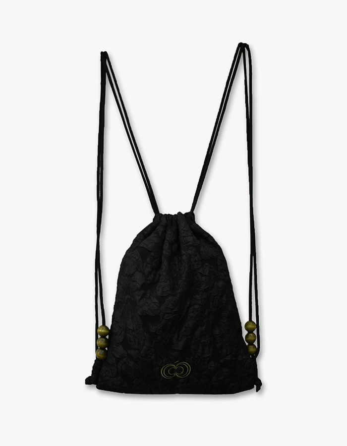 colocynth) Tenchijin String Bag Jaquard Black
