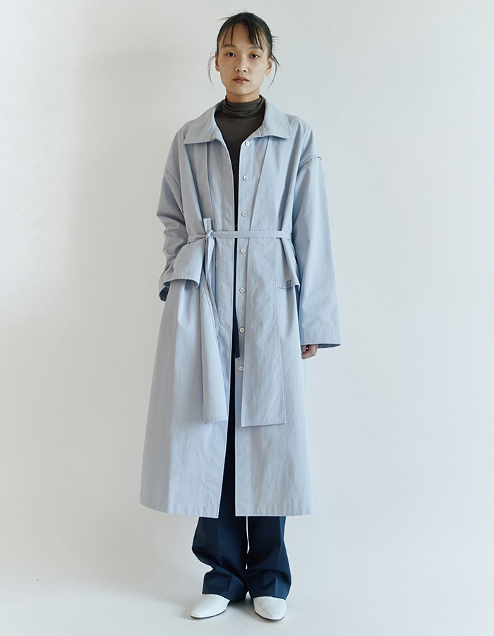 Osthe) TRENCH FLAP DRESS _ BLUE