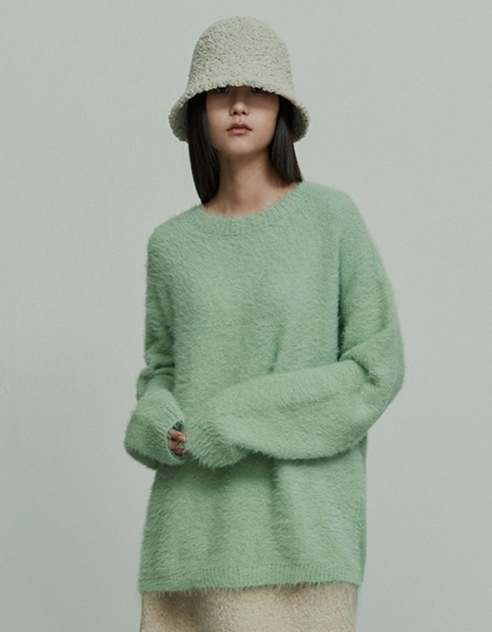 RE RHEE) RELAXED FIT KNITTED TOP BUTTER GREEN 2차 재입고