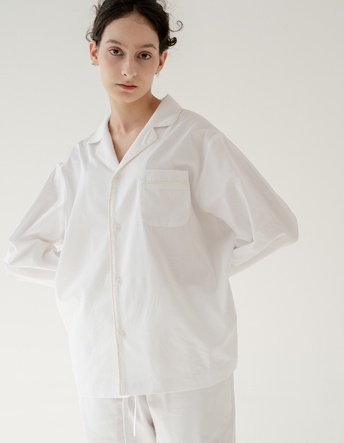Asueto) Classic Pajama Set - White