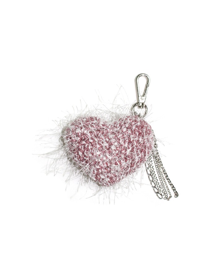 empty room) cupid heart keyring (fluffy pink)