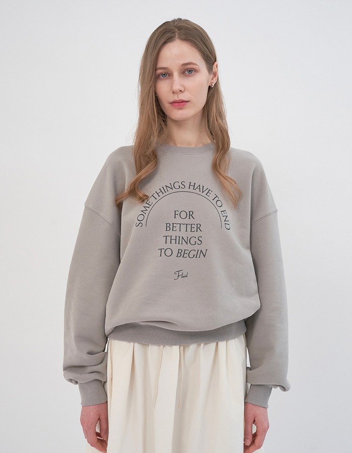 FLUID) Lettering Print Sweatshirt (Warm Grey)