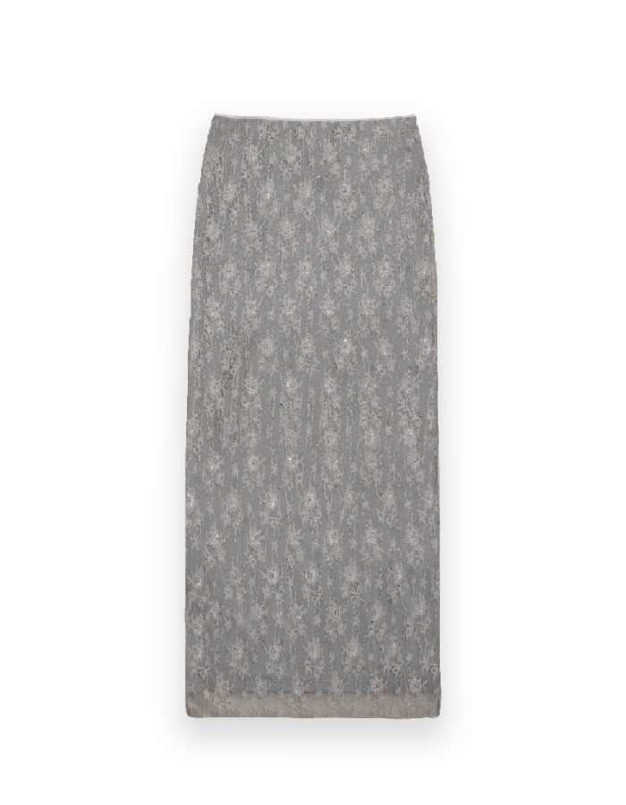 colocynth) Anfora Lace Long Skirt Ash Ivory