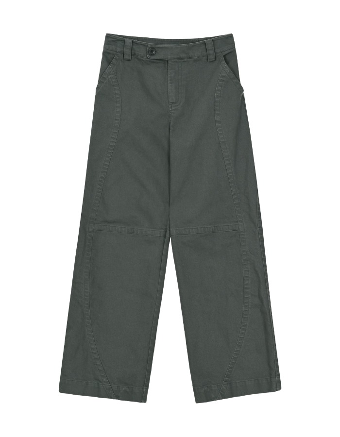 cosmoss) CURVED LINE WASHED DENIM PANTS (BLUE GREEN)