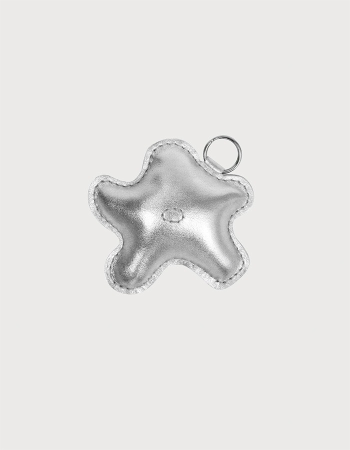 ZISOO) LEATHER KEYRING FLOWER_SILVER