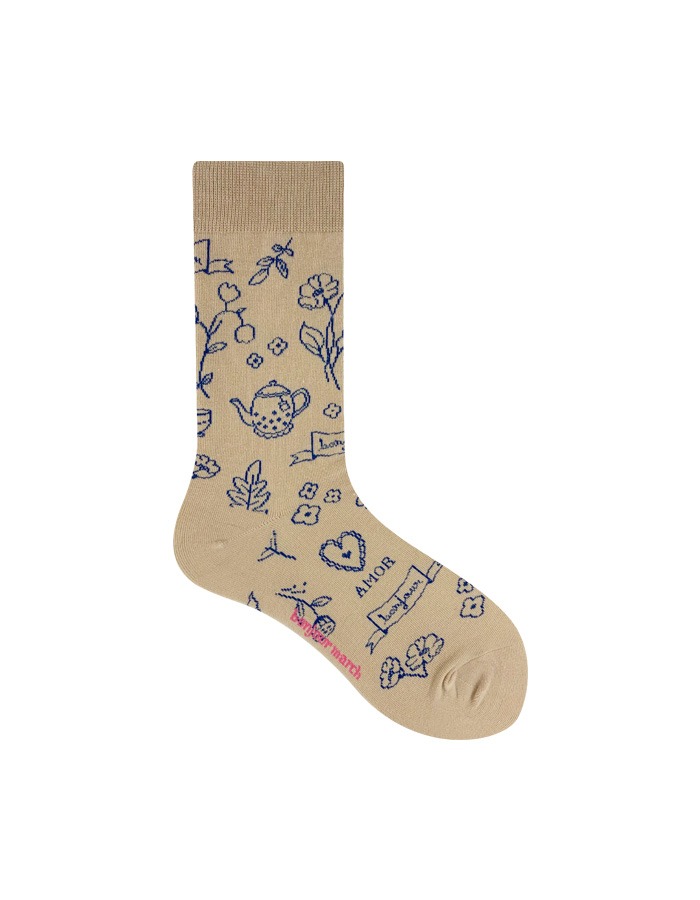 Bonjour March) Embroidery socks