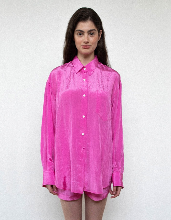 AOY) ADRIENN SHINNING BLOUSE IN CANDY PINK