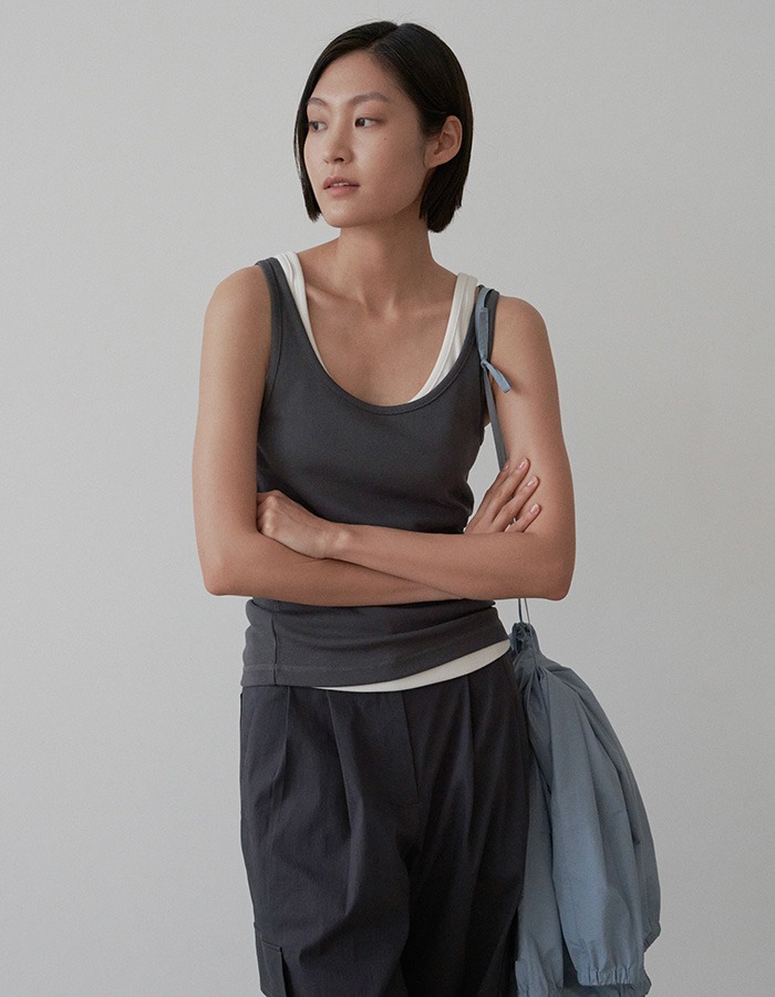 COURBUI) RIBBED TANK TOP (CHARCOAL) 2차 재입고