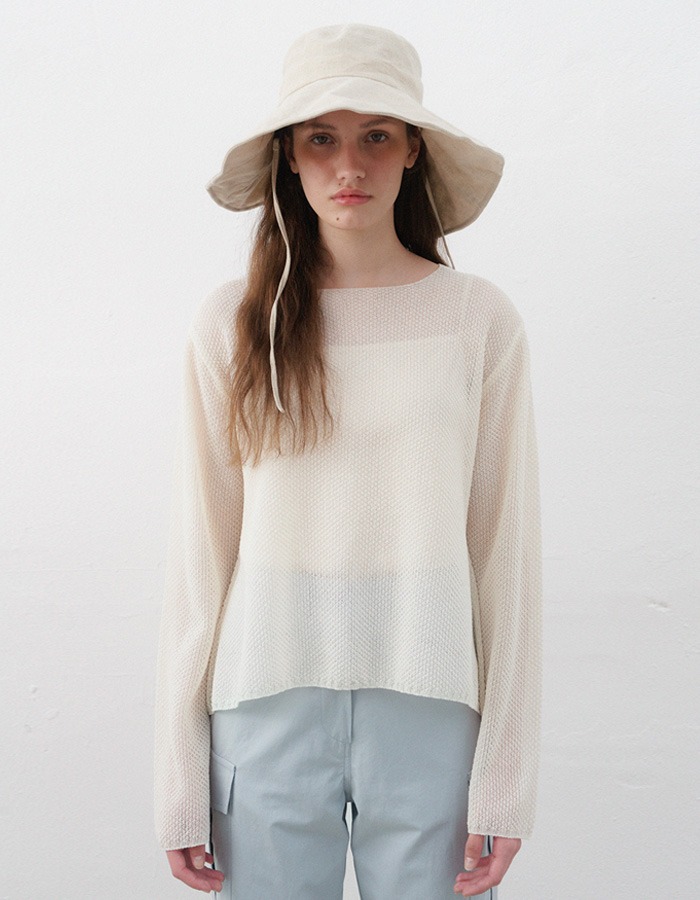Verscent) Square waffle knit pullover (ivory) 재입고