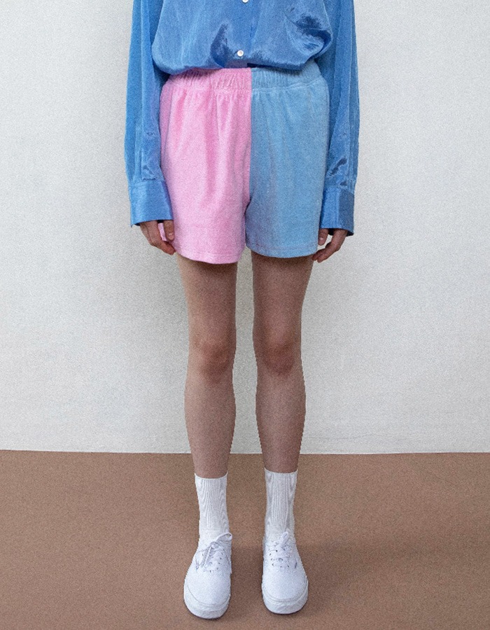 AOY) BALANCE TERRY SHORTS BABY PINK AND BABY BLUE