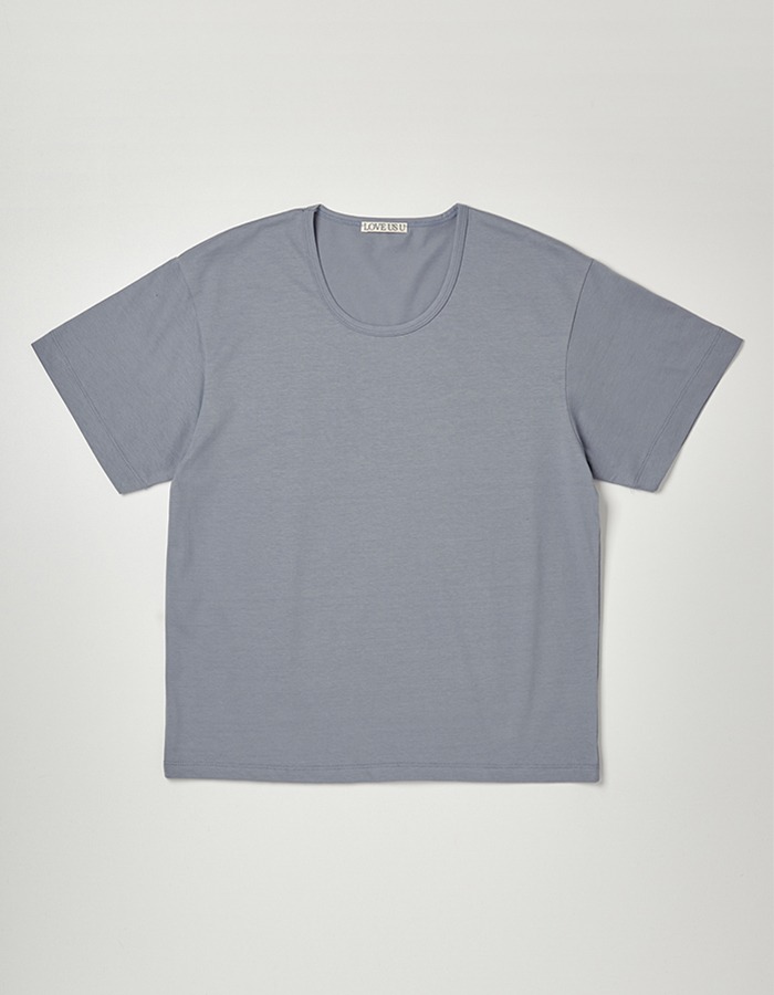 love us u) Pinot short-sleeved T-shirt (dust blue)
