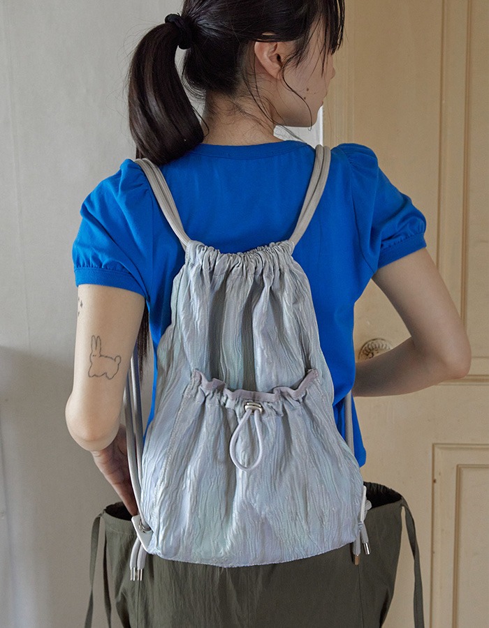 rysm) Wave string bag (Blueish gray)